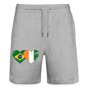 Brasillien_Elfenbeinkueste_Flagge_Herz_used - Stanley/Stella Trainer Unisex Organic Jogging Shorts - heather grey - Front - Nik (191cm) & Marisol (170cm)