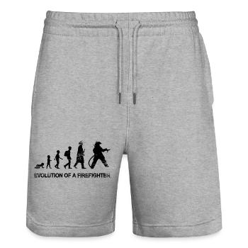 Development of a firefighter - Stanley/Stella Trainer Unisex Organic Jogging Shorts - heather grey - Front - Nik (191cm) & Marisol (170cm)