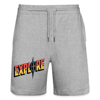 EXPLORE Kompass – Abenteuer Logo - Stanley/Stella Unisex Bio Joggingshorts Trainer  - Grau meliert - Vorne - Nik (191cm) & Marisol (170cm)