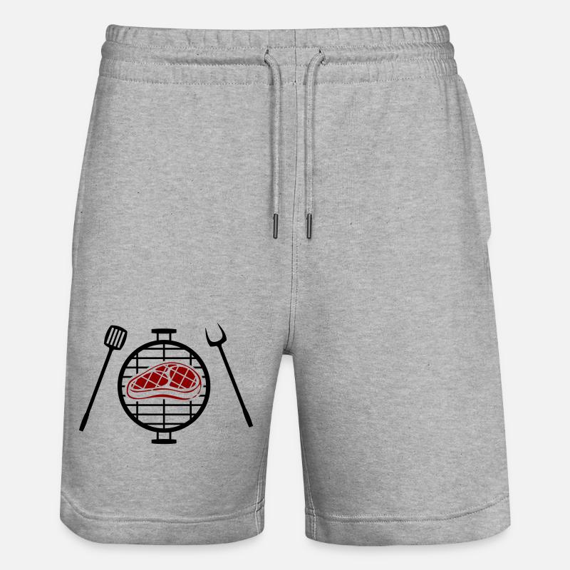 Red steak pattern print - Stanley/Stella Trainer Unisex Organic Jogging Shorts - heather grey