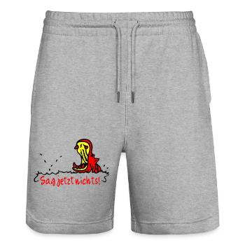 Hippo - Stanley/Stella Unisex Bio Joggingshorts Trainer  - Grau meliert - Vorne - Nik (191cm) & Marisol (170cm)