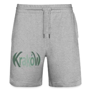Krakau, Krakow Grün Typo - Stanley/Stella Unisex Bio Joggingshorts Trainer  - Grau meliert - Vorne - Nik (191cm) & Marisol (170cm)