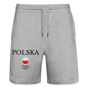 Flagge Polens, polnischer Stolz - Stanley/Stella Unisex Bio Joggingshorts Trainer  - Grau meliert - Vorne - Nik (191cm) & Marisol (170cm)