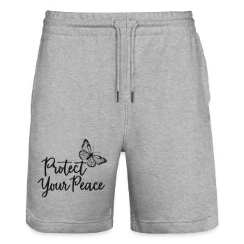 Protect Your Peace Schmetterling Innere Ruhe - Stanley/Stella Unisex Bio Joggingshorts Trainer  - Grau meliert - Vorne - Nik (191cm) & Marisol (170cm)