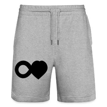 T-shirt Infini Amour - Infinity Love Heart - Short de jogging bio TRAINER Stanley/Stella unisexe - gris chiné - Devant - Nik (191cm) & Marisol (170cm)