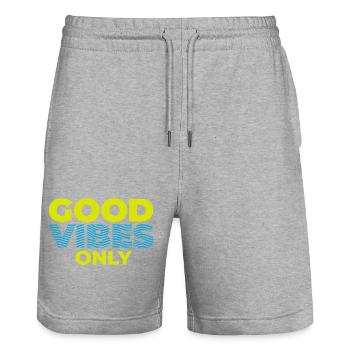 GOOD_VIBES_ONLY_Color - Short de jogging bio TRAINER Stanley/Stella unisexe - gris chiné - Devant - Nik (191cm) & Marisol (170cm)