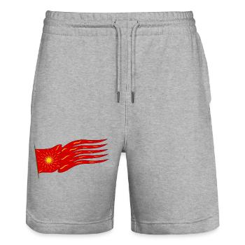 Drapeau rouge Oriflamme - Short de jogging bio TRAINER Stanley/Stella unisexe - gris chiné - Devant - Nik (191cm) & Marisol (170cm)