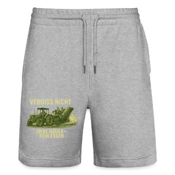 Vergiss nicht Ohne Bauer kein Essen - Stanley/Stella Unisex Bio Joggingshorts Trainer  - Grau meliert - Vorne - Nik (191cm) & Marisol (170cm)
