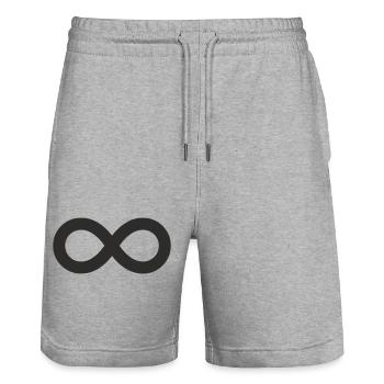Unendlichkeitszeichen – Minimalistisches Infinity  - Stanley/Stella Unisex Bio Joggingshorts Trainer  - Grau meliert - Vorne - Nik (191cm) & Marisol (170cm)