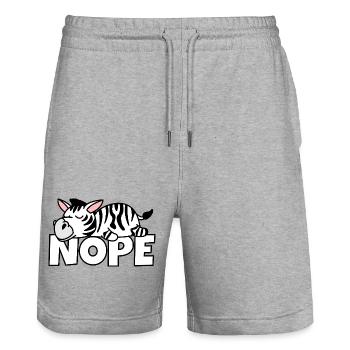 Nope Not Today Lazy Lazy Zebra Africa Safari - Stanley/Stella Trainer Unisex Organic Jogging Shorts - heather grey - Front - Nik (191cm) & Marisol (170cm)