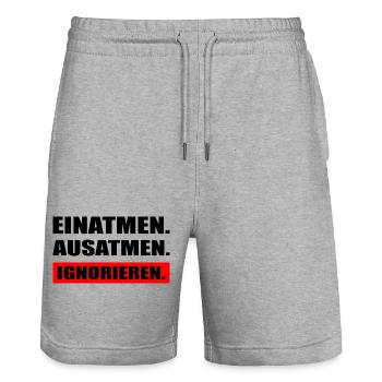 Einatmen Ausatmen Ignorieren Sarkasmus - Stanley/Stella Unisex Bio Joggingshorts Trainer  - Grau meliert - Vorne - Nik (191cm) & Marisol (170cm)