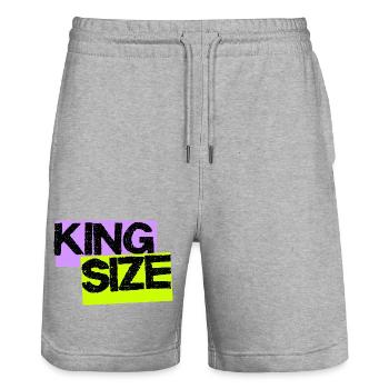 King Size Urban Streetwear – Statement Meme Design - Stanley/Stella Trainer Unisex Organic Jogging Shorts - heather grey - Front - Nik (191cm) & Marisol (170cm)