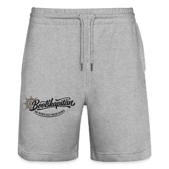 Bootskapitän Spruch mit Steuerrad für Seefahrer - Stanley/Stella Unisex Bio Joggingshorts Trainer  - Grau meliert - Vorne - Nik (191cm) & Marisol (170cm)