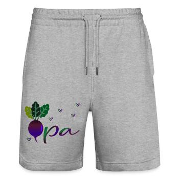 Vegetable Garden Grandpa - Stanley/Stella Trainer Unisex Organic Jogging Shorts - heather grey - Front - Nik (191cm) & Marisol (170cm)