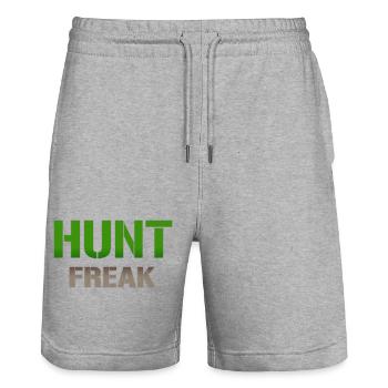 Hunt Freak Green Ball Typografie - Stanley/Stella Unisex Bio Joggingshorts Trainer  - Grau meliert - Vorne - Nik (191cm) & Marisol (170cm)