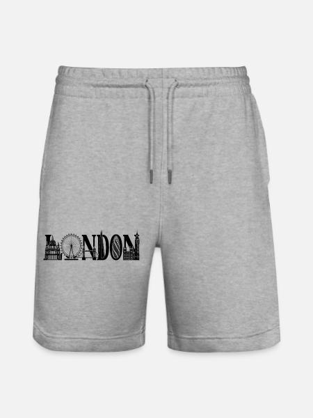 London UK England Silhouette - Stanley/Stella Trainer Unisex Organic Jogging Shorts - heather grey