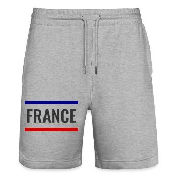 Entre les lignes - France - Short de jogging bio TRAINER Stanley/Stella unisexe - gris chiné - Devant - Nik (191cm) & Marisol (170cm)