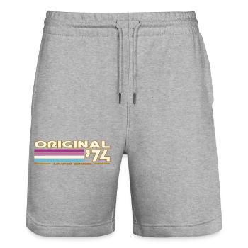 Original 74 Rayures Vintage - Short de jogging bio TRAINER Stanley/Stella unisexe - gris chiné - Devant - Nik (191cm) & Marisol (170cm)