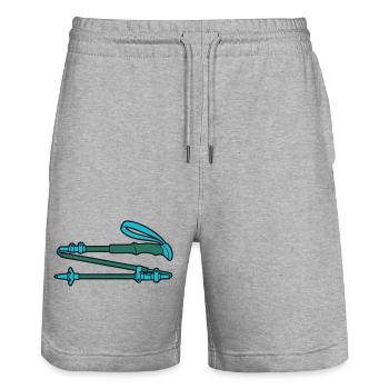 Bâtons de randonnée légers - Short de jogging bio TRAINER Stanley/Stella unisexe - gris chiné - Devant - Nik (191cm) & Marisol (170cm)