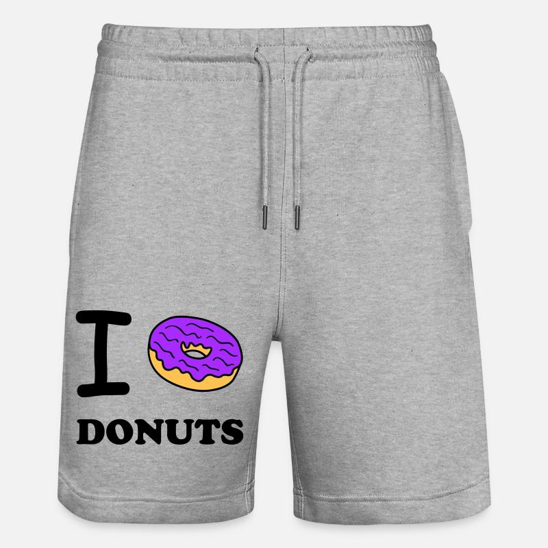 I Love Donuts - Stanley/Stella Unisex Bio Joggingshorts Trainer  - Grau meliert