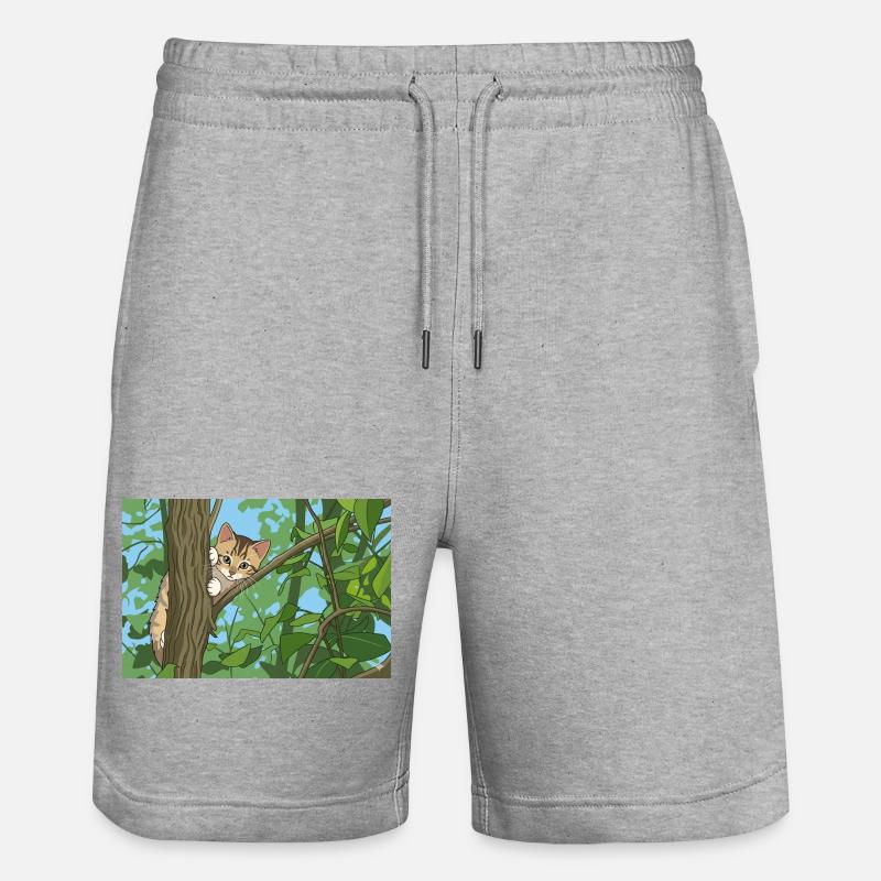 Chat explorant les branches - Short de jogging bio TRAINER Stanley/Stella unisexe - gris chiné