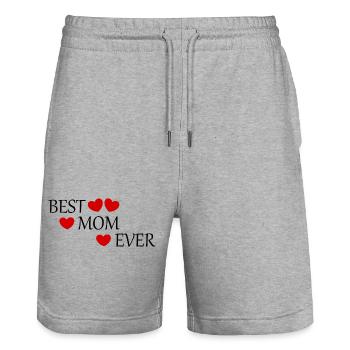 Cadeau pour la fête des mères : Idée de cadeau pour la fête des mères - Short de jogging bio TRAINER Stanley/Stella unisexe - gris chiné - Devant - Nik (191cm) & Marisol (170cm)