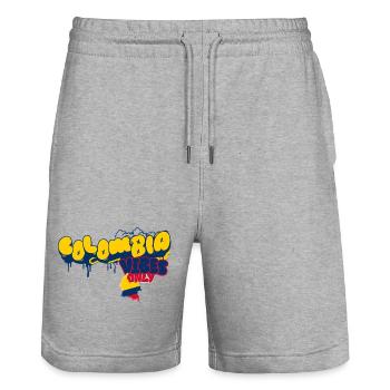 Colombia Vibes only - Stanley/Stella Unisex Bio Joggingshorts Trainer  - Grau meliert - Vorne - Nik (191cm) & Marisol (170cm)