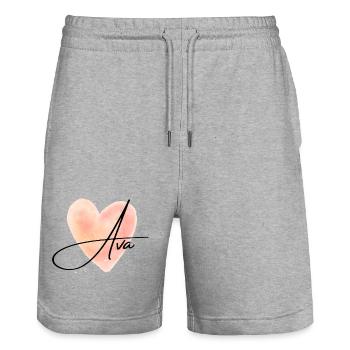 Ava Name for Girl's Name Baby Girl Baby Shower - Stanley/Stella Trainer Unisex Organic Jogging Shorts - heather grey - Front - Nik (191cm) & Marisol (170cm)