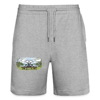 Savo Guys Duo 2 Tale Bench - Stanley/Stella Trainer Unisex Organic Jogging Shorts - heather grey - Front - Nik (191cm) & Marisol (170cm)