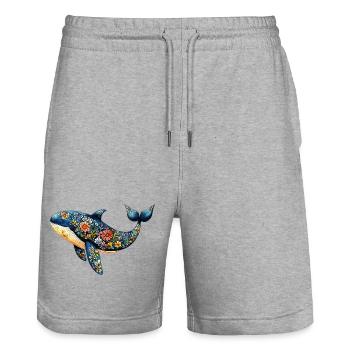 Rette den Wal - Stanley/Stella Unisex Bio Joggingshorts Trainer  - Grau meliert - Vorne - Nik (191cm) & Marisol (170cm)