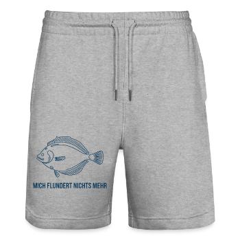  Mich Flundert Nichts Mehr Lustiger Flunder Spruch - Stanley/Stella Unisex Bio Joggingshorts Trainer  - Grau meliert - Vorne - Nik (191cm) & Marisol (170cm)