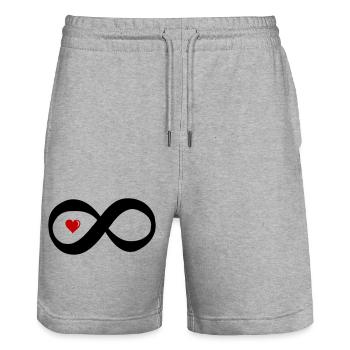 unendlich_herz_liebe - Short de jogging bio TRAINER Stanley/Stella unisexe - gris chiné - Devant - Nik (191cm) & Marisol (170cm)