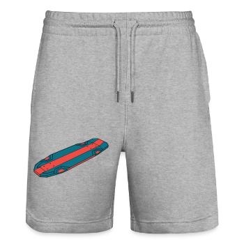 Cool Skateboard Deck Streetwear - Stanley/Stella Trainer Unisex Organic Jogging Shorts - heather grey - Front - Nik (191cm) & Marisol (170cm)