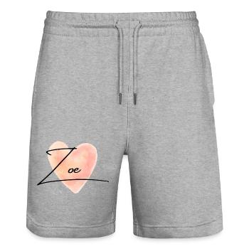 Zoe Name für Mädchenname Baby Girl Baby Shower - Stanley/Stella Unisex Bio Joggingshorts Trainer  - Grau meliert - Vorne - Nik (191cm) & Marisol (170cm)
