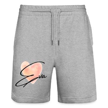 Eva Name für Mädchenname Baby Girl Baby Shower - Stanley/Stella Unisex Bio Joggingshorts Trainer  - Grau meliert - Vorne - Nik (191cm) & Marisol (170cm)
