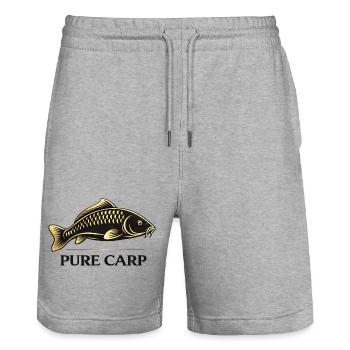 Pure Carp Minimal – Sauberes Angeldesign - Stanley/Stella Unisex Bio Joggingshorts Trainer  - Grau meliert - Vorne - Nik (191cm) & Marisol (170cm)