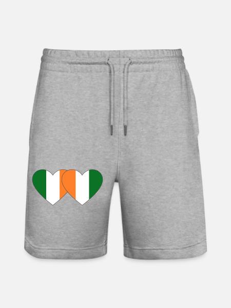 Irland_Elfenbeinkueste_Flagge_Herz - Stanley/Stella Unisex Bio Joggingshorts Trainer - Grau meliert