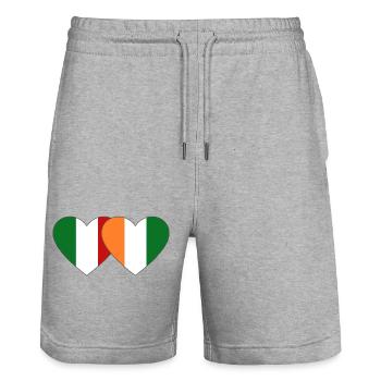 Italie Côte d’Ivoire Drapeau Cœur - Short de jogging bio TRAINER Stanley/Stella unisexe - gris chiné - Devant - Nik (191cm) & Marisol (170cm)