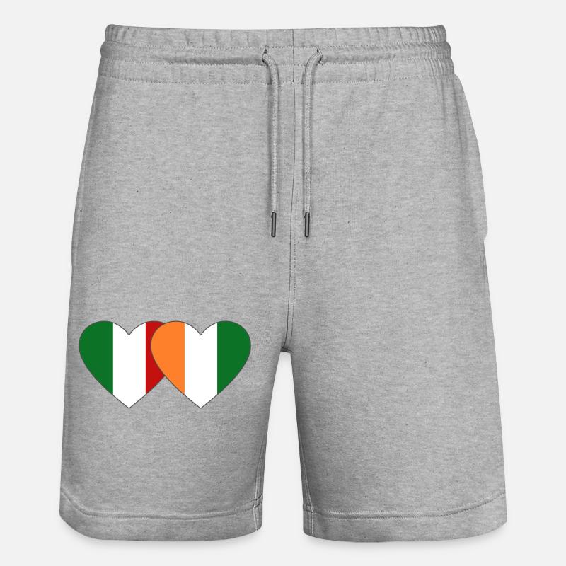 Italie Côte d’Ivoire Drapeau Cœur - Short de jogging bio TRAINER Stanley/Stella unisexe - gris chiné