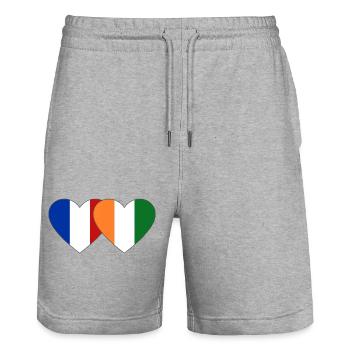 Cœur du drapeau de la France Côte d’Ivoire - Short de jogging bio TRAINER Stanley/Stella unisexe - gris chiné - Devant - Nik (191cm) & Marisol (170cm)