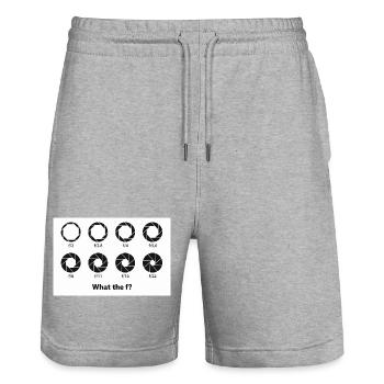 Icônes d’ouverture : C’est quoi ce bordel ? - Short de jogging bio TRAINER Stanley/Stella unisexe - gris chiné - Devant - Nik (191cm) & Marisol (170cm)
