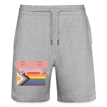 CSD Déclaration du drapeau de la fierté pour l’égalité des sexes - Short de jogging bio TRAINER Stanley/Stella unisexe - gris chiné - Devant - Nik (191cm) & Marisol (170cm)