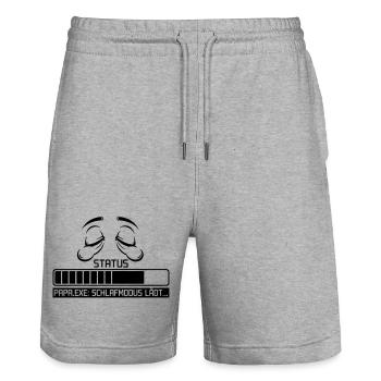Vatertag Papa Geschenk Müde Kein Bock Schlafen - Stanley/Stella Unisex Bio Joggingshorts Trainer  - Grau meliert - Vorne - Nik (191cm) & Marisol (170cm)