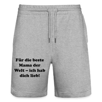 Beste Mama der Welt Liebesbotschaft - Stanley/Stella Unisex Bio Joggingshorts Trainer  - Grau meliert - Vorne - Nik (191cm) & Marisol (170cm)
