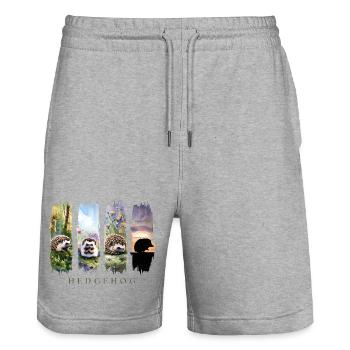 Cute hedgehog nature motif - Stanley/Stella Trainer Unisex Organic Jogging Shorts - heather grey - Front - Nik (191cm) & Marisol (170cm)