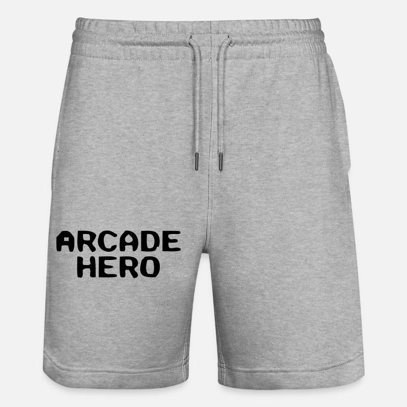 Lettrage rétro Arcade Hero - Short de jogging bio TRAINER Stanley/Stella unisexe - gris chiné