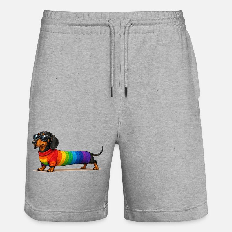 Chemise drôle de teckel arc-en-ciel - Short de jogging bio TRAINER Stanley/Stella unisexe - gris chiné