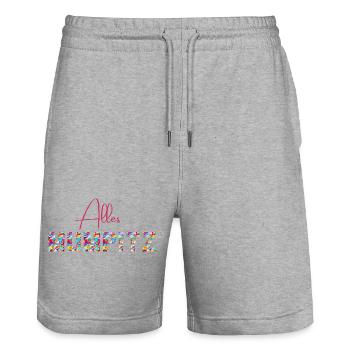 All nonsense - confetti - vocabulary - Stanley/Stella Trainer Unisex Organic Jogging Shorts - heather grey - Front - Nik (191cm) & Marisol (170cm)