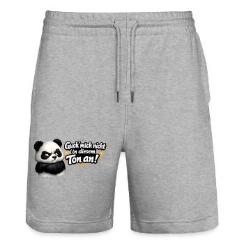 Guck mich nicht in diesem Ton an! Panda - Stanley/Stella Unisex Bio Joggingshorts Trainer  - Grau meliert - Vorne - Nik (191cm) & Marisol (170cm)