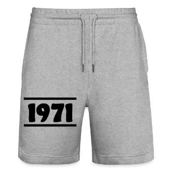 1971 Geburtstag 1971  - Stanley/Stella Unisex Bio Joggingshorts Trainer  - Grau meliert - Vorne - Nik (191cm) & Marisol (170cm)